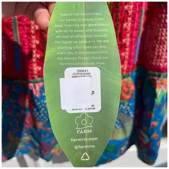 NEW NWT FARM RIO ANTHROPOLOGIE Dress Colorblock Stitch Cotton Sundress Size SM - Picture 9 of 10